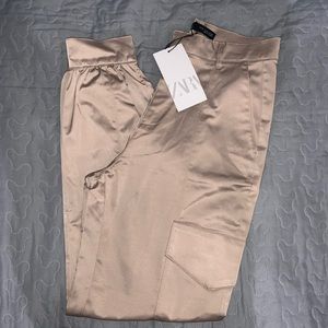 Zara Satin Cargo Pants